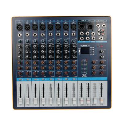 China Built-in Biner AG8 8 Channel Professional Audio Mixer Digital Power 48V Support U Disk MP3 Phantom Playback Mixing Console for sale