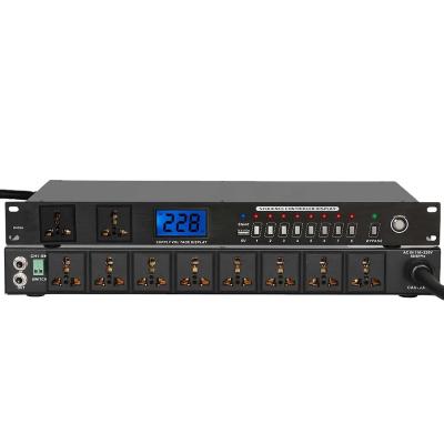 China Metal Biner D428A Professional 10 Channel Power Sequencer Controller with Display Screen for kTV Concert Business Meeting for sale