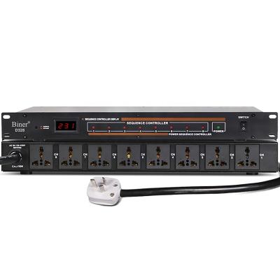 China Metal Biner D328 8 channel DJ sound system power sequence controller with display for ktv live recording studio equipment for sale