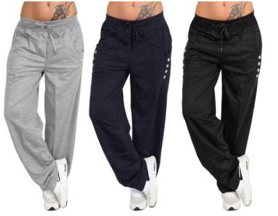 China 2021 Women's Fall Clothing Breathable Fashion Plus Size Solid Color Wide Leg Sports Long Sweatpants Elastic Pants For Women Clothing for sale