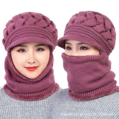 China COMMON knitted wool velvet mother beanie hat 2021 fashion autumn winter lady thicken cycling warm outdoor cold hat for women clothing for sale