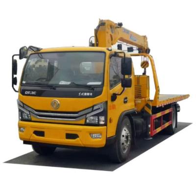 China Road Rescue Rescue Good Price DONGFENG 4*2 Flatbed Wrecker Tow Truck With Crane for sale