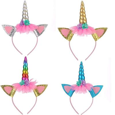 China Party Decorations Kids Hair Horn Accessories Sparkle Bling Lace Party Decoration Headband Birthday Party for sale