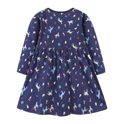 China European and American style new girl's dress long-sleeved autumn cartoon washable print knitted children's dress round neck drop shipping for sale