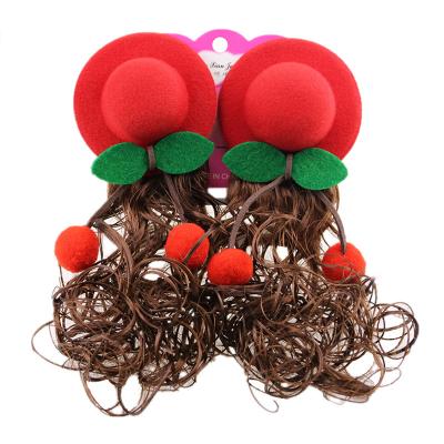 China Fashion Cherry Hat Hairpin Hair Accessories For Girls Cute Headwear Wig for sale