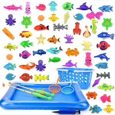 China Wholesale Plastic Beach Pool Set Magnetic Fishing Toys Set Baby Water Fishing Toys Kids Fishing Pool Toys for sale