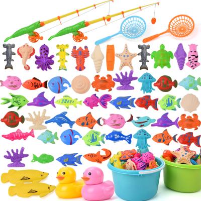 China Hot Selling Plastic Lightfish Summer Beach Kids Plastic Fishing Rods Glow Magnetic Fish Toy Fishing Game Set For Kids for sale