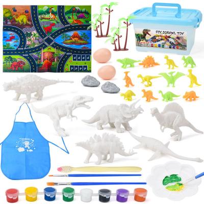 China Hh-01 Dinosaur Group Children's Graffiti Painting Dinosaur Graffiti Fun Children's Dinosaur DIY Scenes Toy Models for sale