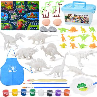 China 605 group painting dinosaur children's graffiti fun dinosaur graffiti scenes children's DIY dinosaur toy models for sale