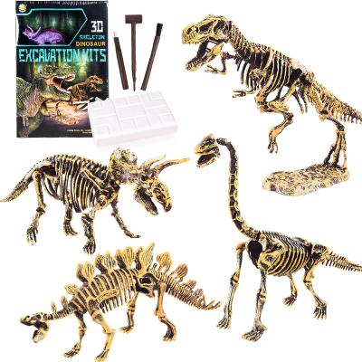 China Kid Toys STEM Dig DIY Archeology Toys Skeleton Dinosaur Tyrannosaurus OEM Kids Toy STEM in Dark Tyrannosaurus Kit 801 for sale