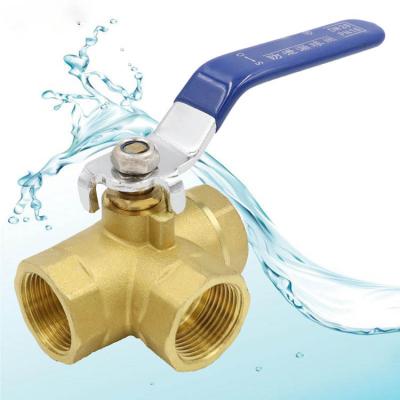 China Factory direct sales brass ball valve 3 way general sanitary design L-port ball valve, 3 way brass ball valve for sale