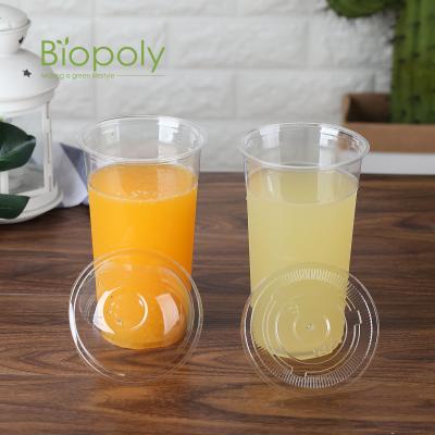 China 20oz 100% clear compostable plastic food pla cup for cold drink pla cup à venda