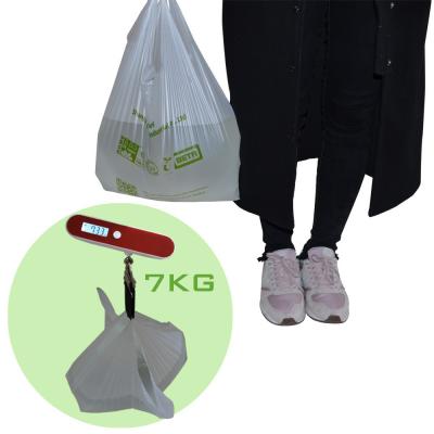 China 100% Organic PBAT Biodegradable Compostable Plastic Bag With Handle For Shopping Te koop