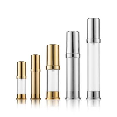 China Airless Packaging 5ml 10ml 15ml 20ml 30ml Serum Lotion Cosmetic Container Gold Pump Bottle Skin Care Airless Packaging for sale