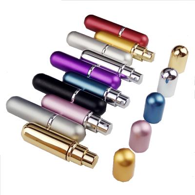 China Custom colorful cosmetic stock logo 5ml aluminum perfume bottle packaging container cosmetic package aluminum bottles in good price for sale