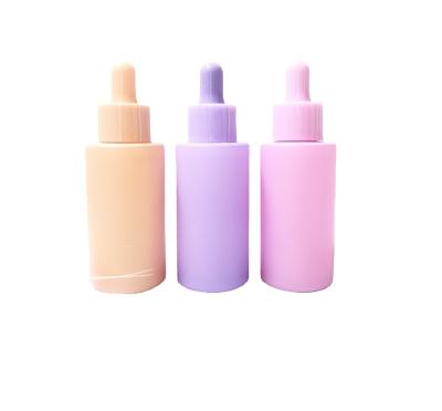 China blank in store 40ml luxury matte rose purple orange glass dropper bottle for liquid cosmetic package container for essence oil for sale