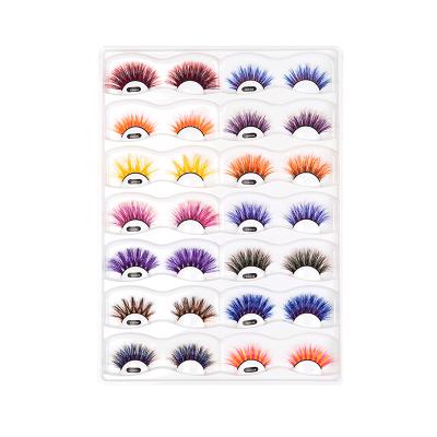 China Factory Supply Long Feather Blend Hand Made Mink Soft Heavy Colorful Thick Natural Stage False Eyelashes Show Exaggerated False Lashes for sale