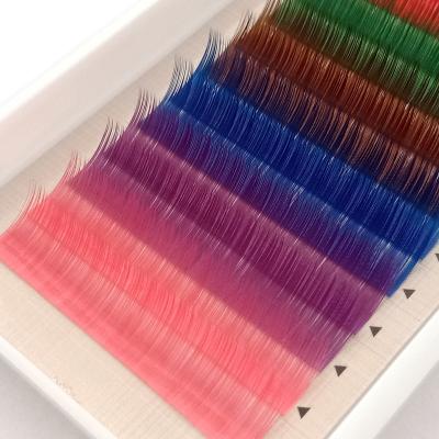 China Natural Thick Custom Logo Long False Eyelash Colored False Eyelash Extension Lash Mixed Color End Edged False Eyelashes for sale