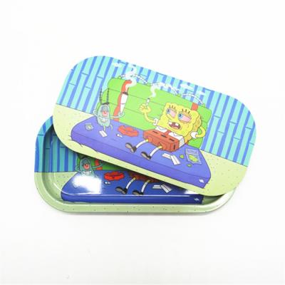 China Gummies Factory Tin Rolling Tray With Lids Zkittles Tin Trays Tobacco Tin Rolling Tray Storage for sale