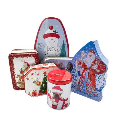 China Wholesale Christmas Gift Box Christmas Tree Shape Metal Can OEM Custom Lunch Toy Tea Packaging Tin Box for sale