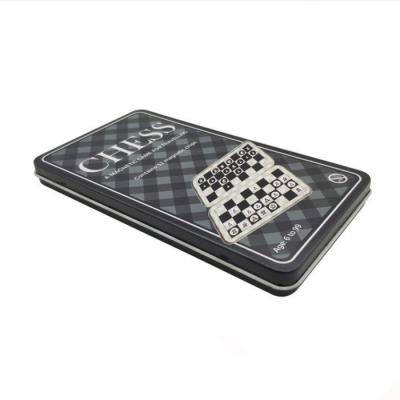 China Playing Cards Tin Box Rectangular Metal Playing Cards Small Checkerboard Tin Boxes for sale