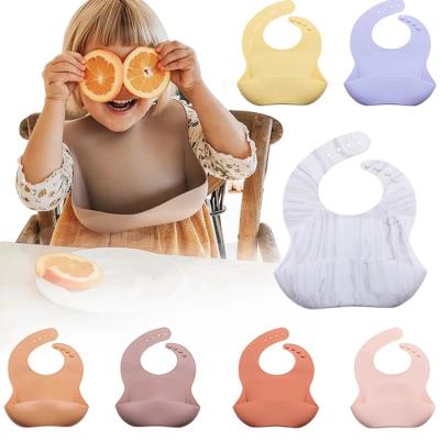 China BPA Free Food Grade Custom Printed Kids Feeding Colorful Waterproof Baby Silicone Bib Set for sale