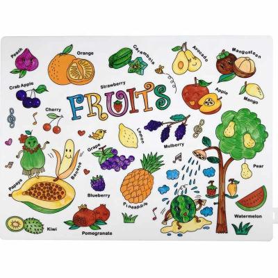 China Eco Sustainable High Quality Washable Silicone Paint Protection Food Grade Coloring Customize Kids Silicone Table Mat for sale