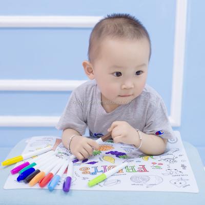 China Reusable Viable Place Mat For Kids Silicone Doodle Mat Kids Placemat Coloring Drawing Mat Animal Alphabet Digital Washable for sale