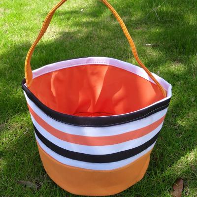 China Wholesale Fashion Decoration Party Supplies Printing Canvas Candy Basket Pumpkin Bucket Bag for sale