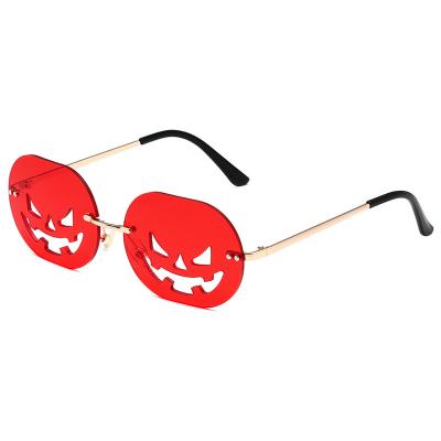 China 100% Eco-friendly Big Hollow Oval Frame Hollow Funny Halloween Personality Pumpkin Sunglasses for sale