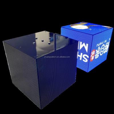 China Video Cube Display Indoor Led Hexahedron Led Screen Improve Logo Sign Board Led Display Device Than Light Box for sale