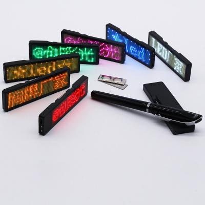 China Bar Indoor Service Content Mobile Phone Bluetooth Red Yellow Green-Blue White Powder Charging Portable LED Badge Name Display Card for sale