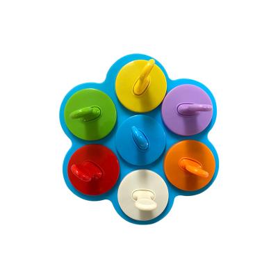 China Food Grade Silicone Ice Cream Tray Mold BPA Free Viable Round Shaped Silicone Ice Cube Mold With Lid For Ice Ball Hand Made Flower for sale