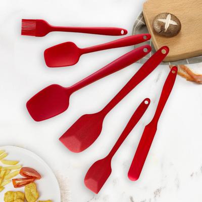 China 6 PCS Viable Set Silicone Spatula Kitchen Utensils for Baking and Cooking Non Stick Butter Silicone Brush Scraper for sale