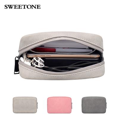 China Factory manufactures wholesale customizable leather waterproof bag PU logo electronic accessories storage finishing bag handbag 16*11*6cm for sale