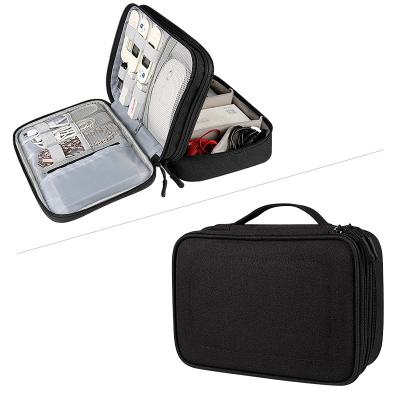 China Viable Factory New Custom Double Layers Travel Instrument Organizer Waterproof Electronics Accessories Carry Bag Digital Cable Storage Bags for sale