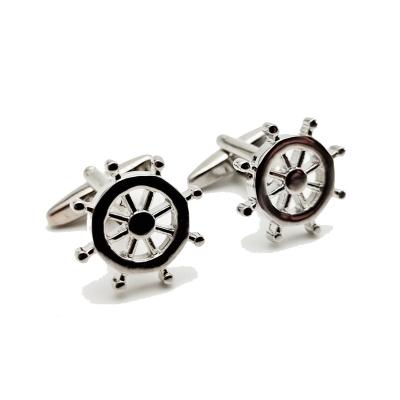 China Factory Direct Selling Design Cute Fashionable Metal Mini Steering Wheel Boat Men's Cufflinks Cufflinks for sale