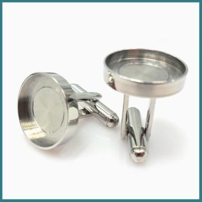 China White Cufflinks High Quality Mens Stainless Steel Empty Cufflinks for sale