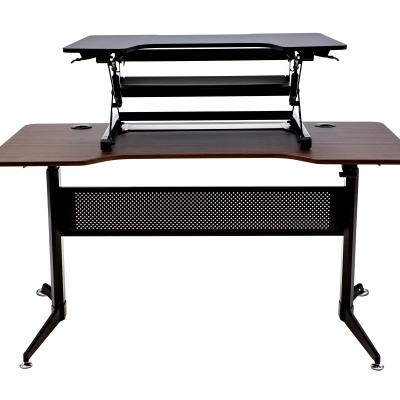 China Modern Sit Stand Desk Gas Lifted Office Furniture Commercial Height Pneumatic Adjustable Table Wood Modern Desk for sale