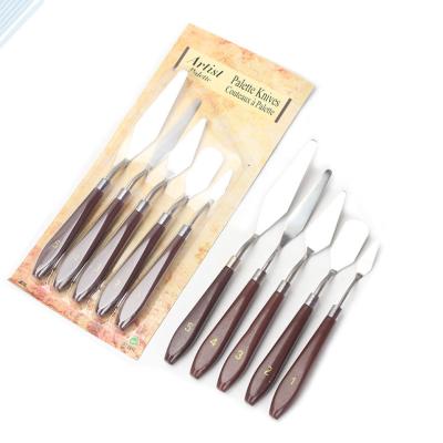 China 5pcs Mixed Stainless Steel Palette Scraper Set Spatula Knives For Artist Oil Painting Tools Painting Knife Blade Xu-32 for sale