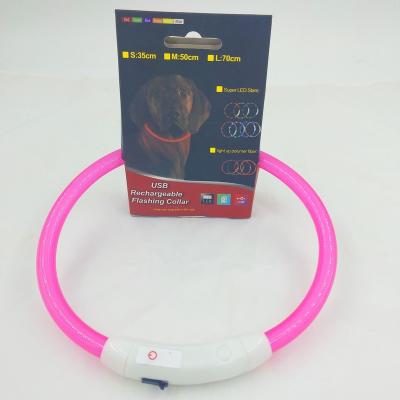 China Modern USB Charging LED Collar Adjustable Rechargeable Night Dog Collars Flashing Luminous Plastic Plastic Solid Collar For Dogs for sale