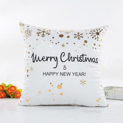 China Viable Fuwatacchi Christmas Cushion Cover Black Gold Foil Merry Christmas Pillow Cover Deer Leaves For Home Chair Sofa Decorative Pillows for sale