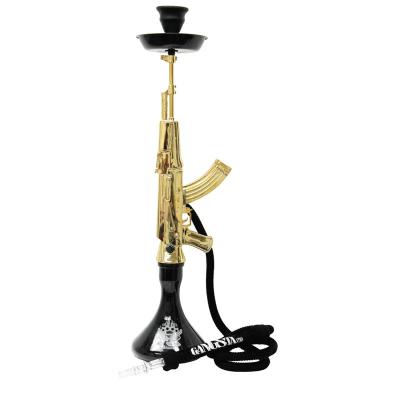 China Stainlees Steel Tubing With Brass Fit And Washable Egyptian Hoses Ship From USA Stock Original Design Patent Inhale Gangsta Shooter Shisha Hookah AK47 for sale