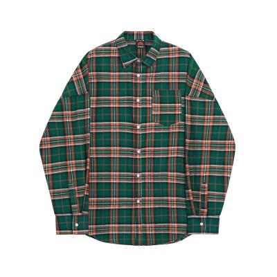 China New High Quality Cotton Plaid Comfortable Green Men's 100% Long Sleeve Shirt for sale