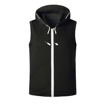 China 2021 New American Style T-shirt American Style Men's Anti-Wrinkle New Men's Fitness Hoodie Muscle Zipper Sleeveless Cardigan Tops for sale