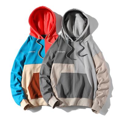 China 2021 High Quality Anti-wrinkle Solid Color Men's Hoodie Color Block Fashion Stitching Custom Men's Hoodie for sale