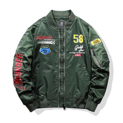 China Custom Made High Quality Hot Sale Army Green Bomber Jacket QUICK DRY High Quality Badge Embroidered Jacket Coat Unisex Tops for sale