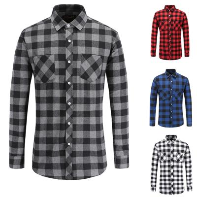 China Anti-pilling long-sleeved shirt men's straight shirt 2021 new plaid men's high quality custom-made women's shirt brushed shirt for sale