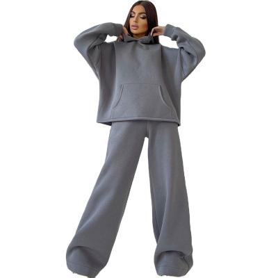 China 2021 Breathable Winter Plus Size Elastic Hoodie Pants Running Sports Wear Women Two Piece Tracksuit Set for sale