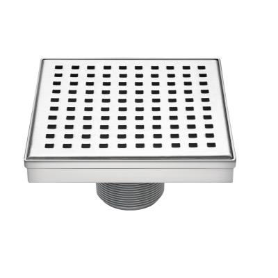 China Modern Square Shower Drain Square Pattern Grate Brushed To Nickel Stainless Steel Linear Drain for sale